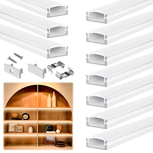 Muzata 10Pack 3.3FT/1M White LED Channel System with Milky White Cover U Shape Aluminum Profile Track 8x17mm for LED Strip Light U1SW HW Muzata 10Pack 3.3FT/1M White LED Channel System with Milky White Cover U Shape Aluminum Profile Track 8x17mm for LED Strip Light U1SW HW von Muzata