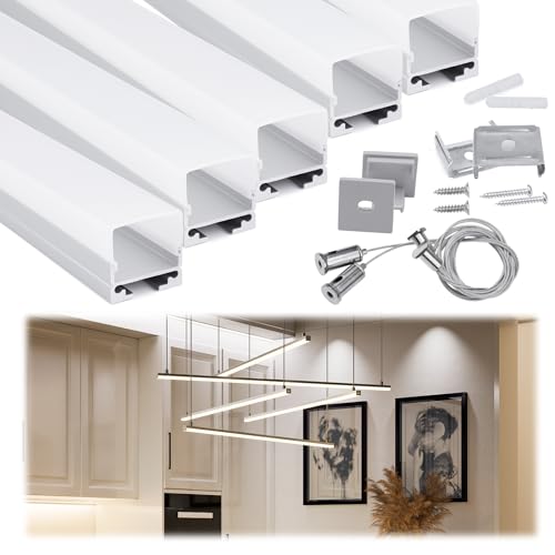Muzata 5 Stück 1 m 19,7 x 19,5 mm U-Form LED Aluminium Kanalsystem mit Abdeckung, Endkappen und Befestigungsclips Aluminium Profil für LED-Streifen Lichtinstallationen von Muzata