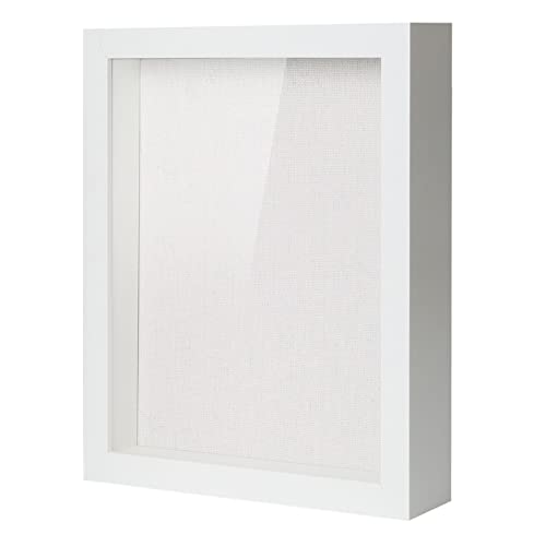Muzilife 3D Bilderrahmen zum Befüllen 20x25 cm-Tiefer Holz Rahmen Weiß, Objektrahmen Shadow Box mit Glasscheibe, als Geschenk für Familie Freunde usw. (Weiß, 20x25cm) von Muzilife