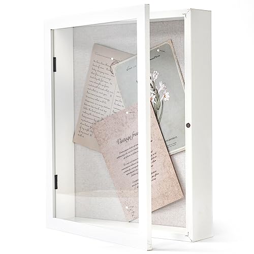 Muzilife 3D Holz Bilderrahmen mit Öffnung zum Befüllen 28x35cm Objektrahmen mit Stecknadeln und Dübel für DIY Display Shadow Box Ostern Geschenk für Familie Freunde Büro, Weiß von Muzilife