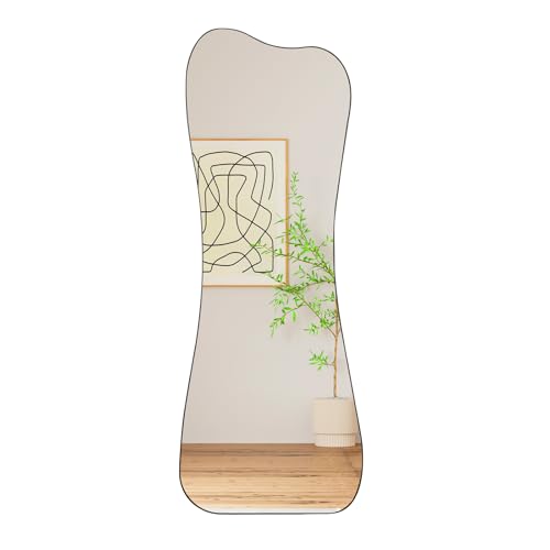 Muzilife Asymetrischer Ganzkörperspiegel 160x60cm, Rahmenloser Spiegel Unregelmäßiger Großer Wandspiegel mit MDF-Rückwand, Deko für Wohnzimmer Flur Eingang Wand (Vasenform) von Muzilife