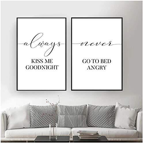 Muzimuzili Poster und Drucke „Always Kiss Me Good Night“, nordischer Stil, Kinderdekoration, Liebesgeschenk, Wandkunst, Bild, 50 x 70 cm, 2 Stück, ungerahmt von Muzimuzili