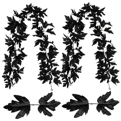 2 Stück Schwarze Ranken, künstliche Ahornblätter-Girlande für Halloween, 173, 9 cm Lange Schwarze Girlande zum Aufhängen für Hochzeitsfeiern zu Hause 2 Stück Schwarze Ranken, künstliche Ahornblätter-Girlande für Halloween, 173, 9 cm Lange Schwarze Girlande zum Aufhängen für Hochzeitsfeiern zu Hause von Muzrunq