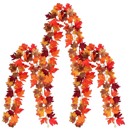 3-teilige Ahornblatt-Girlande, 1, 7 m, Halloween-Herbstblätter-Girlande, Kaminsims-Rebe, künstliche Herbstdekoration für Thanksgiving-Partys, Zuhause, Kamin 3-teilige Ahornblatt-Girlande, 1, 7 m, Halloween-Herbstblätter-Girlande, Kaminsims-Rebe, künstliche Herbstdekoration für Thanksgiving-Partys, Zuhause, Kamin von Muzrunq