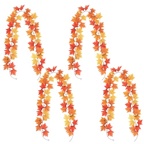 4-teilige Herbstblätter-Girlande, 200 cm, künstliche, lebensechte Seiden-Halloween-Girlande, hängende Ranken, Halloween-Dekor für Haustür, Tisch, Wanddekoration 4-teilige Herbstblätter-Girlande, 200 cm, künstliche, lebensechte Seiden-Halloween-Girlande, hängende Ranken, Halloween-Dekor für Haustür, Tisch, Wanddekoration von Muzrunq