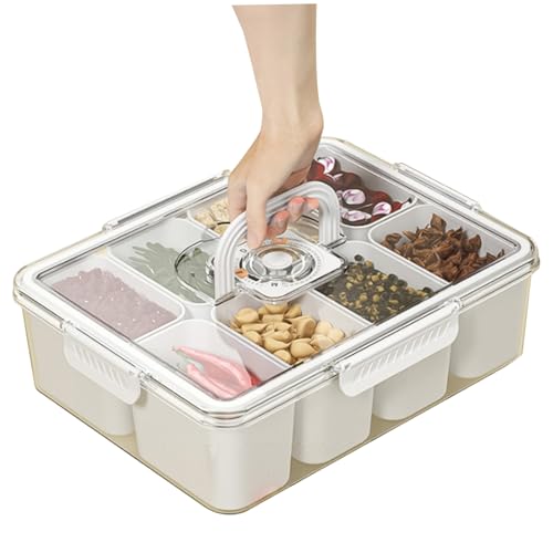 Divide Serving Tablett mit lid luftdicht versiegelter Snackbox tragbarer Wurstwarenbehälter mit Handle ＆ Datum Marker 8 Fächer Snack -Tablett stapelbar für Süßigkeitengewürz von Muzrunq
