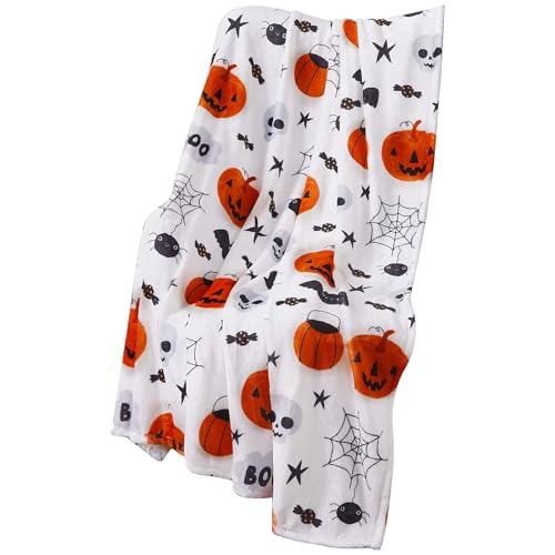 Halloween-Decke, 130, 5 x 149, 9 cm, weiche Fleece-Herbstdecke, Halloween-Dekoration für Schlafsofa, Stuhl, Wohnheim mit Candy Corn, Schlafsofa, Couch oder Wohnheim, ultraweiche von Muzrunq