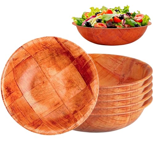 Holzschalen 6pcs 6 Zoll runde Holzschüssel waschbarer wiederverwendbar rustikale Schüssel, Mehrzweck-Salatschüssel-Set aus Holz für Lebensmittel, Obst, Suppe und mehr von Muzrunq