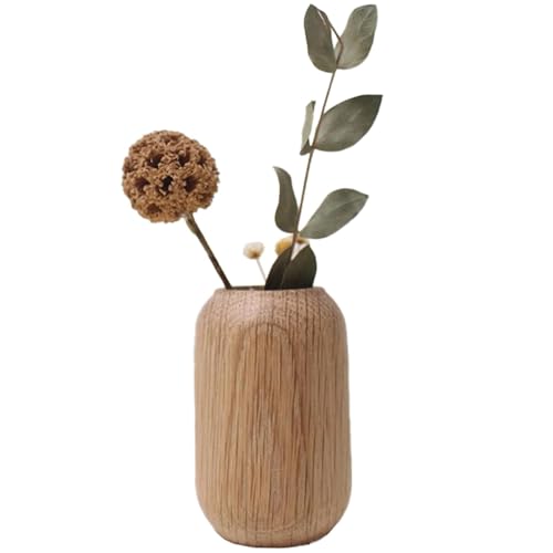 Holzvase, 2, 8 x 1, 8 Zoll Holzvasen für Kunstblumen und Pflanzen, rustikaler dekorativer Kleiner Blumentopf für Büro -Haus Tisch Mittelstücke Dekoration von Muzrunq