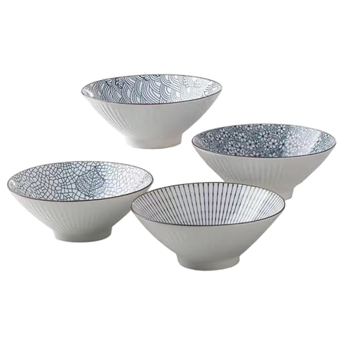 Japanische Ramenschalen, 4pcs 8 Zoll Mehrzweck großer Keramik -Ramen -Nudelschale für Müsli, Suppe, Nudeln von Muzrunq