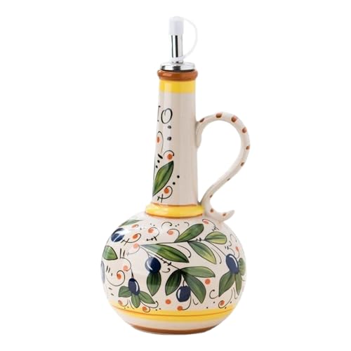 Keramik -Olivenölspenderflasche, 700 ml Olivenölflasche mit Edelstahlauslauf und Griff der Küchengewürz für Küchensaucen Essig von Muzrunq