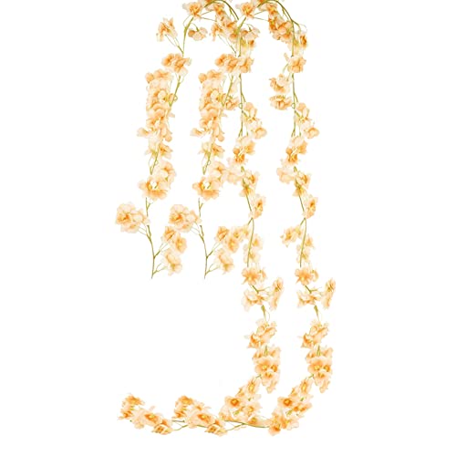 Kirschblüte künstliche Girlande Hanging Kirschblütenrebe Seidenreben Girlande für Wohnkulturraum Dekor 2pcs Champagner von Muzrunq
