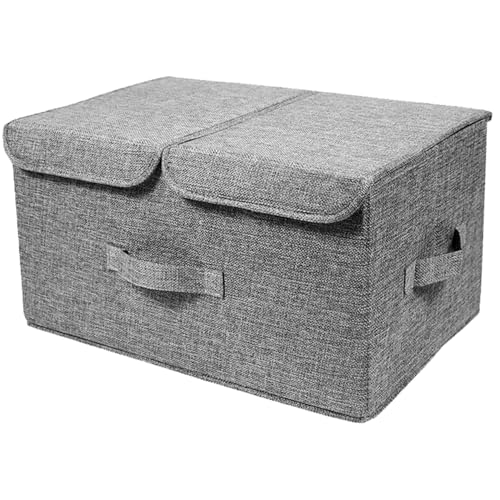 Aufbewahrungsbox mit Deckel, 20x12 x 10 Zoll Lagerkorb mit Griffen Wasserdichten, faltbaren Stoffkasten mit Deckel, für Kleidung Spielzeugbetten oder mehr von Muzrunq