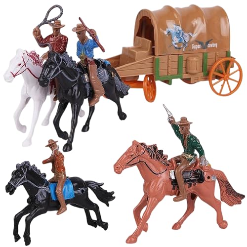 Muzrunq Cowboy Actionfigur, 1 Set Horse Riding Cowboyspielzeug mit Wagen, Plastikspielzeugfiguren und Playsets für mentale Sandplätze, Brettspiel -Requisiten Muzrunq Cowboy Actionfigur, 1 Set Horse Riding Cowboyspielzeug mit Wagen, Plastikspielzeugfiguren und Playsets für mentale Sandplätze, Brettspiel -Requisiten von Muzrunq