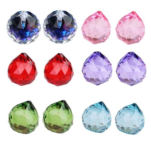 Muzrunq Hängende Kristalle, 12 pcs 0, 8 Zoll Glasfensterkristalle Mehrfarbener Feng Shui Regenbogen Prisma Sun Catcher Hängende Feng Shui Kristallkugel, Glas Kronleuchter von Muzrunq