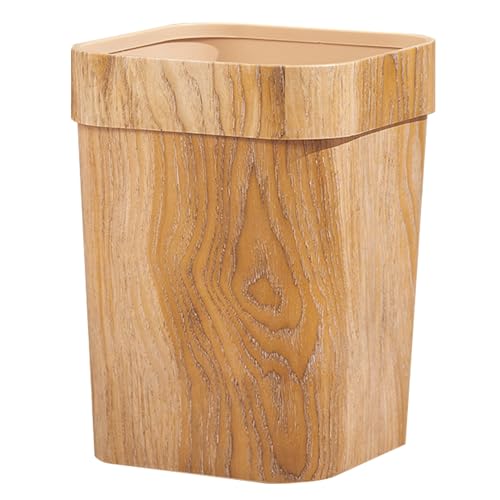 Muzrunq Mülleimer Holz Getreide Mülleimer 12 l großer Plastikabfall Papierkorb Rechteck Rechteck Retro -Mülleimer Mülleimer für Küchenschlafzimmer Badezimmer Büro Büro von Muzrunq