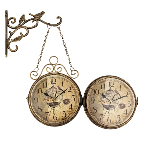 Muzrunq Outdoor-Uhr, Schmiedeeisen-Vintage-Uhren doppelseitige Outdoor-Uhr Stille, batteriegestützte Hängende für Wohnzimmer, Lobby, Veranda dekorativ Muzrunq Outdoor-Uhr, Schmiedeeisen-Vintage-Uhren doppelseitige Outdoor-Uhr Stille, batteriegestützte Hängende für Wohnzimmer, Lobby, Veranda dekorativ von Muzrunq