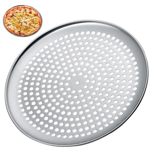 Muzrunq Pizzapfanne mit Löchern runde Pizza -Pfanne Nicht -Stahl -Stahl -Pizza -Pfanne mit perforierten Löchern Pizza -Tabletts für Ofen Backpie Pizza Crissper Server 16 Zoll von Muzrunq