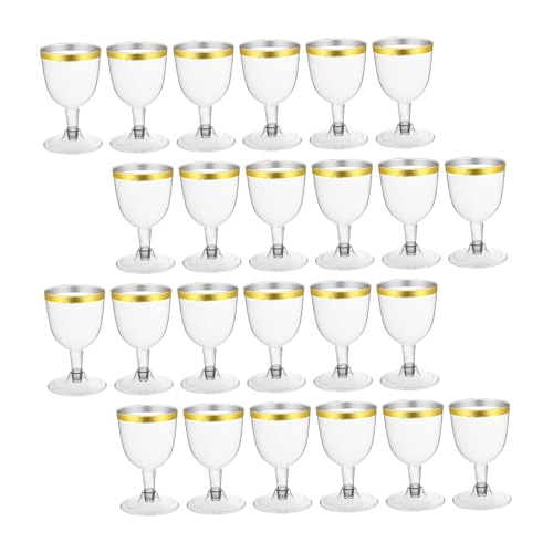 Muzrunq Plastikweingläser wiederverwendbar, 24 pcs 160 ml klare goldene Weingläser mit goldenem Rand Plastik, Cocktail, Cocktail Muzrunq Plastikweingläser wiederverwendbar, 24 pcs 160 ml klare goldene Weingläser mit goldenem Rand Plastik, Cocktail, Cocktail von Muzrunq