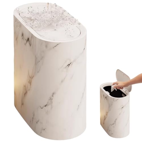 Muzrunq Schmaler Badezimmermüll, wasserdichtes und Anti-Odor-Slim-Müll mit Deckel, Kunststoff-Marmormuster Staubbehälter, moderner Abfallkorb für Küche, Schlafzimmer, Büro, 11x11x6in Muzrunq Schmaler Badezimmermüll, wasserdichtes und Anti-Odor-Slim-Müll mit Deckel, Kunststoff-Marmormuster Staubbehälter, moderner Abfallkorb für Küche, Schlafzimmer, Büro, 11x11x6in von Muzrunq