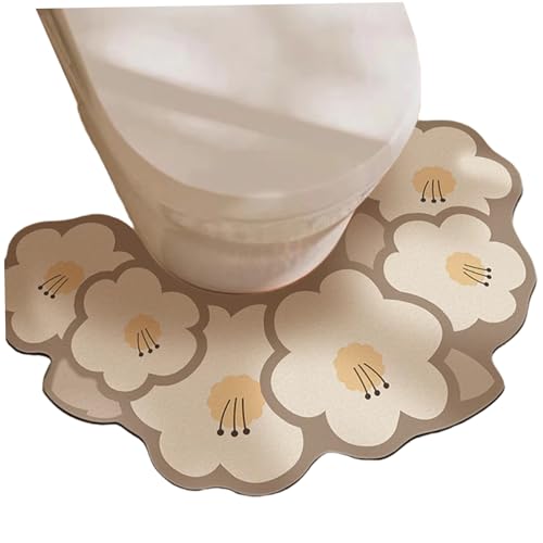 Muzrunq Toilettenteppich, 24x16in Blumenmuster Diatom Ooze u-Form Toilettenmatte Nicht rutschfeste dekorative dekorative Badezimmer Teppichmatte, Badezimmer, Zubehör von Muzrunq