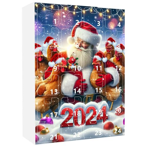 Muzrunq Weihnachtsab Adventskalender 24 Tage 2D Adventskalender Hühner Hängen Acryl Weihnachts -Countdown -Kalender 2024 für Kinder Erwachsene Weihnachtsdekorststil11 von Muzrunq