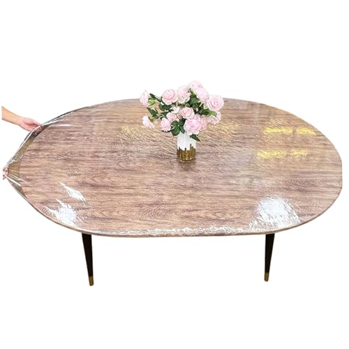 Oval Anpassende Tischdecke wasserdichte öldichte klare Tischabdeckung Protektor mit leicht zu reinigender Kunststofftischdecke für 48 x 72 Zoll ovales Tisch. von Muzrunq