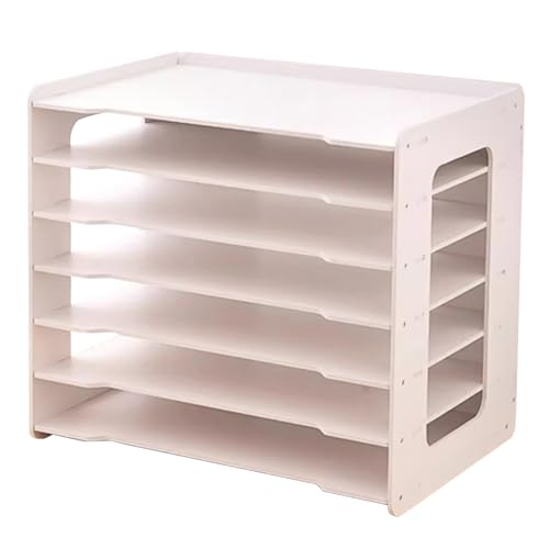 Papierorganisator, 17.5x11.8x15.6 '' mit 7 Regalen Buchstaberschacher Organizer Holz-PVC-Board Hochleistungsschreibtisch-Datei-Dokumenthalter Rundete Eckschale für A3 A4 Paper Books File Office von Muzrunq