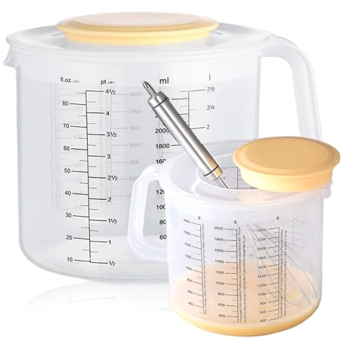 Plastikmessbecher mit klarer Skala, 2500 ml spritzproof großer Messbecher -Mischschalen mit Deckel und Griff zum Backen zum Kochen Plastikmessbecher mit klarer Skala, 2500 ml spritzproof großer Messbecher -Mischschalen mit Deckel und Griff zum Backen zum Kochen von Muzrunq