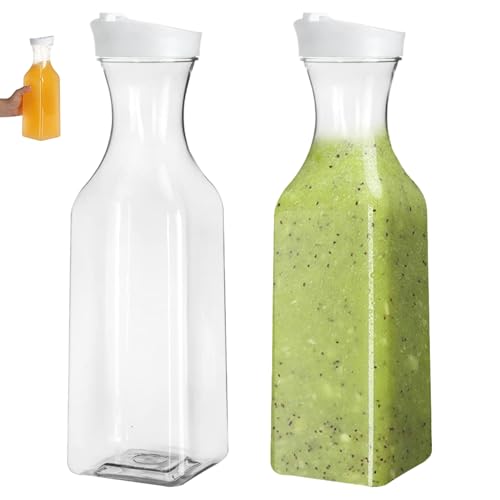 Saftkrug, 2pcs 1500 ml klarer Plastikkrug mit Deckel, Getränkebehälter für Kühlschrank, Wasser, Eistee, Milch, kaltes Gebräu, Getränke Saftkrug, 2pcs 1500 ml klarer Plastikkrug mit Deckel, Getränkebehälter für Kühlschrank, Wasser, Eistee, Milch, kaltes Gebräu, Getränke von Muzrunq