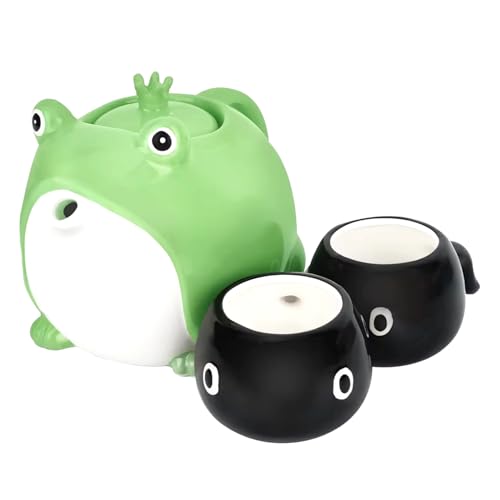 Tea-Topf und Tassen Set, Keramik 30oz niedliche Frosch-Teekanne & 4, 8 Unzen Kaulquappen Teetasse, kreatives Eltern-Kind-Geschirr für Reisen, Zuhause, Gibieren, Outdoor Tea-Topf und Tassen Set, Keramik 30oz niedliche Frosch-Teekanne & 4, 8 Unzen Kaulquappen Teetasse, kreatives Eltern-Kind-Geschirr für Reisen, Zuhause, Gibieren, Outdoor von Muzrunq