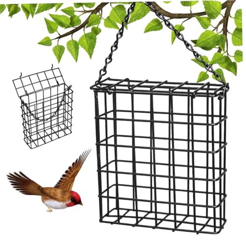 Vogelfutterspender, 5, 12 x 5, 12 x 1, 77 Zoll Eisenkäfig-Futterspender, Stabiler quadratischer Metallkäfig zum Aufhängen von Vogelfutterspendern für den Garten im Freien, Hof, Rasen von Muzrunq