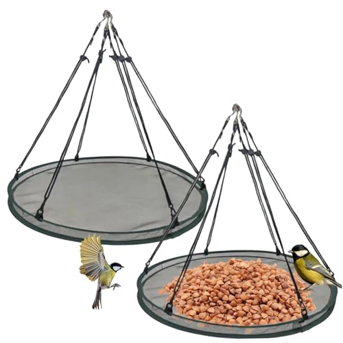 Vogelsamenfänger, große runde hängende Hoop -Plattformen Vogelsamenfänger Tablett, 2pcs Hummingbird Feeder für Garten, Outdoor, Mittel, Tablett von Muzrunq