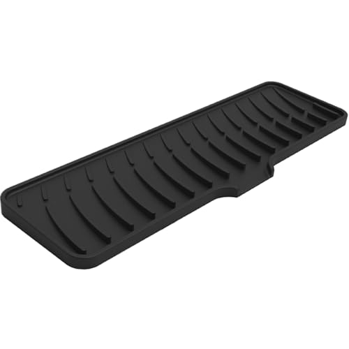 Waschbecken Trocknungsmatte für Küche, 17 x 4 verlängerte Silikonarmaturen Matte Neigung Spüle Wasserhahn Spritzschutz Nicht rutsches Trocknen für Badezimmer, kein Loch, schwarz Waschbecken Trocknungsmatte für Küche, 17 x 4 verlängerte Silikonarmaturen Matte Neigung Spüle Wasserhahn Spritzschutz Nicht rutsches Trocknen für Badezimmer, kein Loch, schwarz von Muzrunq