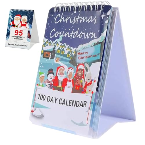 Weihnachts-Countdown-Kalender, 100-Tage-Countdown, stehender Weihnachts-Adventskalender 2025 für Home-Office-Desktop-Dekor, Kalender, Adventskalender 2025 von Muzrunq