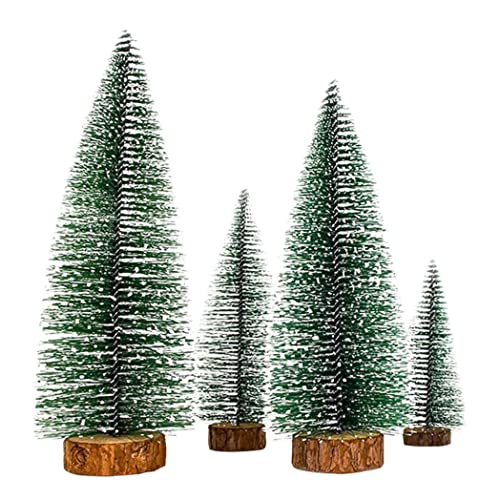 Weihnachtsbaum Mini Sisal Bäume Schnee Zugefrierende Bäume Miniatur Weihnachtsbaum für Tischhandwerk mit Weihnachtsdekorationen Winter Schneeverzierungen 4pcs von Muzrunq