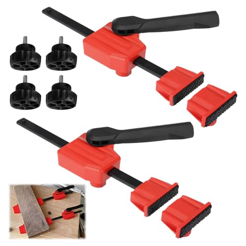 2 Stück Holzbearbeitung Werkbank Niederhalter, Einfach zu Bedienen, Tisch-Werkbankklemme, Vielseitige Einsatzmöglichkeiten, Werkbank Schnellspannzwinge, für Holzschnitzen, Fräsen, Schleifen (Rot) von MvysticCharvn