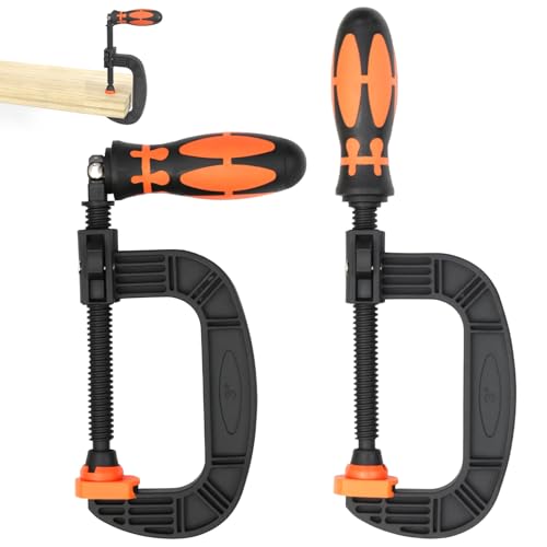 2 Stück Starke Klemme aus Kunststoff, Robust und einfach zu bedienen, Holzbearbeitung G-Klemme, Vielseitige Einsatzmöglichkeiten, G Klemmen, für Werkstückbefestigung (Schwarz) von MvysticCharvn