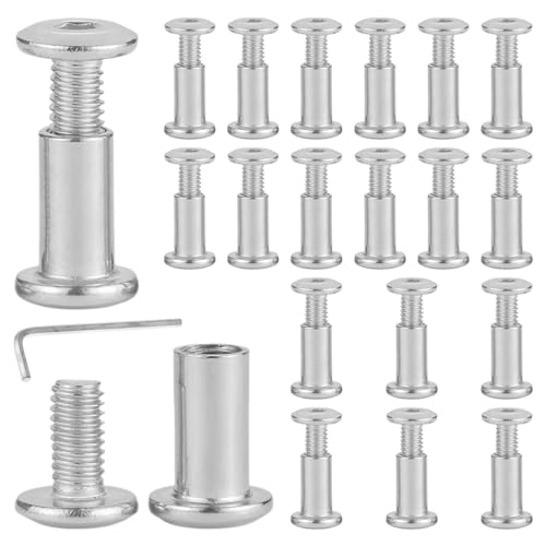 20 Stück M8 × 25mm Verbindungsschrauben, Robust und Einfach zu Bedienen, Möbelverbinder mit Sechskantschlüssel, Hülsenschrauben, für Möbeln, Schränken, Holzbret (Silber) von MvysticCharvn