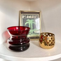 Vintage Mcm Anchor Hocking Rubin Granat Glas Vase | Luftblase, Abstraktes Design von MwhalenStyle