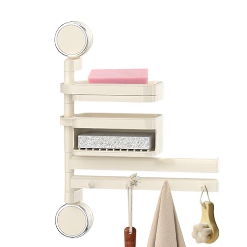 Badezimmer-Aufbewahrungsregal, drehbares Hakenregal, Saugnapf-Seifenhalter, 180° drehbar, Saugnapf-Halterung, 25,5 × 8,8 × 35 cm, für Eingang, Handtuch, Seife Badezimmer-Aufbewahrungsregal, drehbares Hakenregal, Saugnapf-Seifenhalter, 180° drehbar, Saugnapf-Halterung, 25,5 × 8,8 × 35 cm, für Eingang, Handtuch, Seife von Mwkbbn