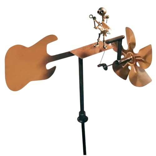 Handgefertigte Metall-Schlagzeuger-Windmühle, Gitarren-Windspiel, Metall-Skulptur, rustikales Design, drehbare Klinge, 29 x 17 x 69 cm, für Rasen, Hof, Terrasse, Badezimmer, Terrasse, Eingang Handgefertigte Metall-Schlagzeuger-Windmühle, Gitarren-Windspiel, Metall-Skulptur, rustikales Design, drehbare Klinge, 29 x 17 x 69 cm, für Rasen, Hof, Terrasse, Badezimmer, Terrasse, Eingang von Mwkbbn