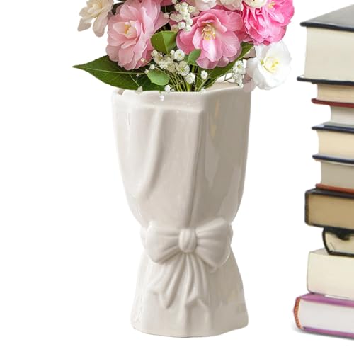 Mwqpgyh Keramikvase mit Schleife, dekorative Vase mit Schleife,Dekorative Vase aus Keramik mit Zweigen - Einzigartige Blumenstrauß-Keramikvase, Dekoration für Zuhause, Wohnzimmer, Arbeitszimmer Mwqpgyh Keramikvase mit Schleife, dekorative Vase mit Schleife,Dekorative Vase aus Keramik mit Zweigen - Einzigartige Blumenstrauß-Keramikvase, Dekoration für Zuhause, Wohnzimmer, Arbeitszimmer von Mwqpgyh