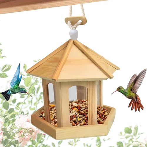 Mwqpgyh Vogelfutterhäuser Für Draußen,Sechseckige Futterschale | Aufhängbare Dekorative Futterstelle Für Kanarienvögel Nymphensittiche Sittiche Garten Balkon von Mwqpgyh