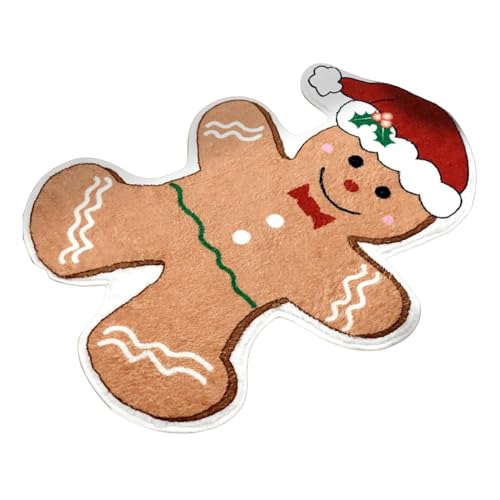 Mwqpgyh Willkommensmatte Gingerbread Man - 197 X 315 Inch Weihnachtsfußmatte - Nachahmung Kaschmir Rutschfester Teppich für Weihnachtsdekoration Eingangsbereich Zuhause Wohnzimmer von Mwqpgyh