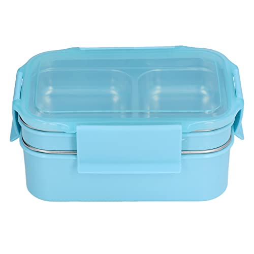 Bento-Lunchbox, 304 Edelstahl, Doppellagig, Isoliert, Bento-Box, Auslaufsicherer Lebensmittelbehälter Mit Fach, Für Büro, Schule(Blau) von Mwrode