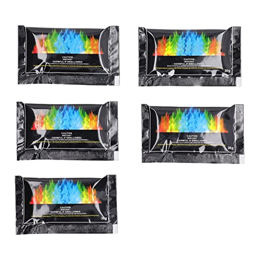 Mwrode 5PCS 30g Enchanted Flames Pack Flames Cosmic Fire Farbpakete Langlebiges Pulsierendes Flammen-Farbwechslerpulver Für Lagerfeuer von Mwrode