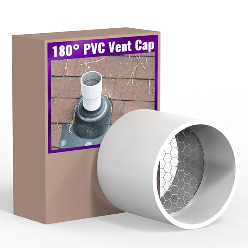 Mxclimate PVC-Abschlusskappe mit Edelstahl-Mesh-Sieb für 5,1 cm (2 Zoll) Zeitplan 40 PVC-Auspuffrohr, runde Ofendach-Entlüftungskappe, 180 Grad von Mxclimate