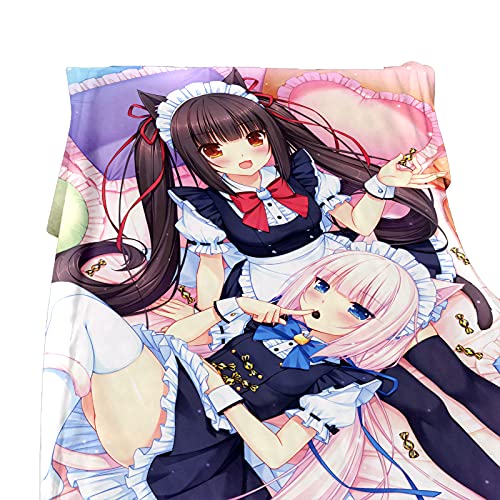 Mxdfafa Japanische Anime-Nekopara Chocolat Vanilla Azuki gemütliche, weiche Überwurfdecke, personalisierbar, warm, leicht, Sofa-Überwurf, Flanell-Decken für Couch, Sofa, Bett, dekorativ (200 x 150 cm) von Mxdfafa