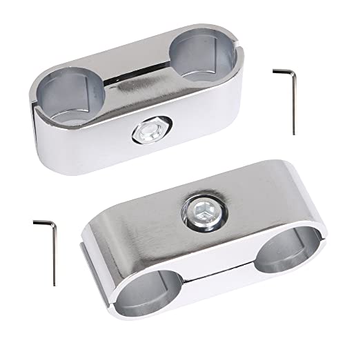 Mxfans Rohrschelle aus Aluminiumlegierung, Doppelloch, 82 x 25 mm, silberfarben, 2 Stück von Mxfans